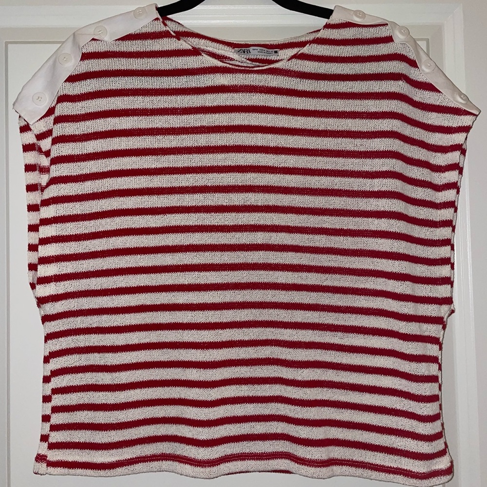 Zara Striped Red and White Top